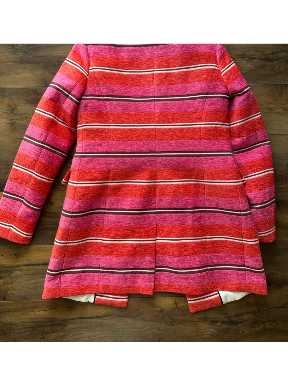 Banana Republic Pink Red Striped Blazer XS Tailored Statement Coat - Picture 6 of 7
